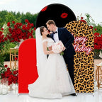 FYSUIMU 3 Pcs Leopard Print Happy Birthday Arch Backdrop Covers Red Black Cheetah Print Lips Stretchy Spandex Arch Stand Fabric Cover for Birthday Party Decor Photo Background (4ft/5ft/6ft) - Image 7