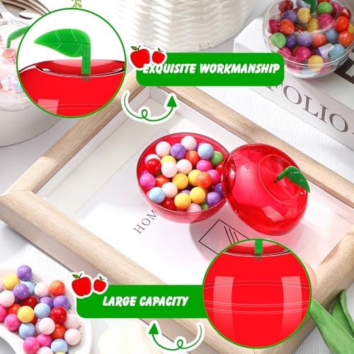Nitial 60 Pcs Rosh Hashanah Plastic Apple Container Candy Boxes, 3 Colors - Image 5