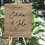 Andaz Press Large Wooden Welcome Sign for Wedding Rustic Welcome Sign 16" x 20" Custom Names Date & Location Script Wedding Signage English Oak MDF Wood Finish Wedding Reception Indoor Outdoor Signs - Image 4