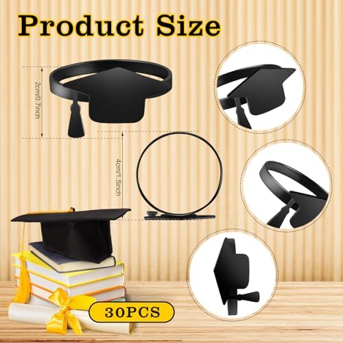30 PCS Graduation Napkin Rings, 2026 Graduation Black Napkin Holders for Cloth Napkins Metal Napkin Holder Bulk for Graduation Party Supplies Graduation Table Decor - Image 4