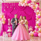 6 Panels Fuchsia Backdrop Curtain for Parties Birthday Party Wrinkle Free Hot Pink Photo Curtains Backdrop Drapes Fabric Decoration for Wedding 30ft(W) x 10ft(H) - Image 3