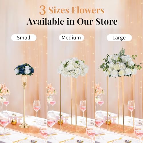 NUPTIO Artificial Flower Centrepieces for Tables - 10 Pcs Navy Blue & White Fake Flowers Roses Balls 9.5in Diameter - Silk Faux Rose Arrangement for Wedding Party Centerpiece Table Decorations - Image 6
