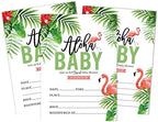 Pack of 30, Girl Baby Shower Party Collection, Baby Shower Invitation Cards, Fill in the Blank Invites WIth Envelopes, Tropical Leave & Flamingo Theme Party Supplies - Image 6