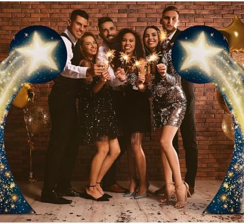 Leinuosen 2 Pcs 5 ft Starry Night Gate Cardboard Stand up Cutout Large Life Size Starry Night Party Decorations Backdrop Prom Party Photo Prop Standup for Movie Magical Events Birthday Homecomings - Image 4