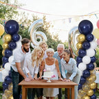 Navy Blue and Gold Balloon Column Stand Kit Set of 2 for Floor - Image 2