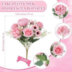 Tigeen 6 Bundles Artificial Flowers Bouquet for Wedding, Pink Magenta - Image 2