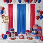 USA Backdrop Curtain 15ftx10ft - Red White Blue Wrinkle Free Satin Drapes by SoarDream