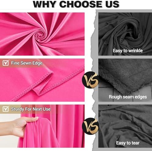 50x10FT Backdrop Curtains with Rod Pockets - Wrinkle Free Photo Stage Backdrop 10 Panels Curtains Drapes for Photography Wedding Party Baby Shower Decorations (Hot Pink) - Image 3