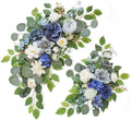 Wedding Welcome Signs Floral(Pack of 2)，Wedding Arch Flowers for Wedding Decorations and Reception Backdrop Decoration (Blue) by BMQDSM