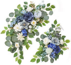 Wedding Welcome Signs Floral(Pack of 2)，Wedding Arch Flowers for Wedding Decorations and Reception Backdrop Decoration (Blue) by BMQDSM