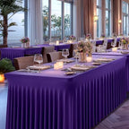 2 Packs Purple Table Clothes for 8 Foot Rectangle Tables, One-Piece Wrinkle Resistant Stretch Spandex Table Covers with Skirt for Event Banquet Wedding Birthday Party - Image 5