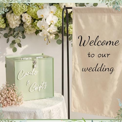 BreezeHug 10" Sage Green Acrylic Wedding Card Box with Lock & 3D Letters - Image 6