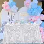 SoarDream Silver Party Tablecloth 90x132 Inch Sequin Sparkle Table Cover Glitter Rectangle Tablecloth for Wedding Baby Shower Birthday Party Table Decor - Image 4