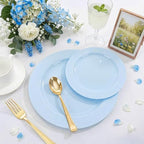 FLOWERCAT 60PCS Light Blue Heavy Duty Plastic Disposable Party Plates Set – 30pcs 10.25″ Dinner & 30pcs 7.5″ Dessert Plates – Durable Blue Tableware for Easter Parties, Wedding, BBQ & Baby Shower - Image 5