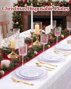 YOUBET 60PCS Red Scalloped Plastic Plates for Party Wedding - Image 3