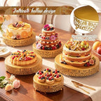 Wenqik 5 Pcs Metal Gold Cake Stand,16/14/12/10/8 in Round Cake Holder - Image 3