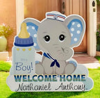 It's a Boy Yard Sign, Personalized Elephant Decor, Welcome Home - Image 2