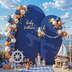 7.2FT & 6FT Arch Backdrop Cover, Navy Blue & Brown Wedding Arch Covers, Spandex Arch Covers Stretchy Backdrop for Bridal Shower Baby Shower Birthday Decoration - Image 3