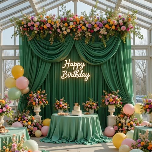 30ft x 10ft Hunter Green Wrinkle Free Backdrop Curtains for Wedding Party Backdrops Curtain Drapes Fabric Decorations Photo Back Drop Cloth for Baby Shower Photography Stage Reception - Image 4