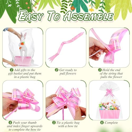 Funnymoom 24 Pcs Gift Basket Set Empty Pink Blue Green Yellow Boxes with Handle, Transparent Bags and Bow for Birthday Wedding Baby Shower Party Favor Packaging 9.8x6.5'' - Image 4