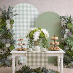 2 Set Gingham Arch Backdrop Cover 7.2ft x 6.6ft Sage Green - Image 3