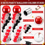 2 Sets Red Black and White Balloon Column Stand Kit, Adjustable Floor Balloon Arch Tower with Foil & Latex Balloons, DIY Decor for Birthday Ceremony Backdrop - Image 3