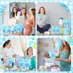 Teenyyou 6 Sets Baby Shower Game Gifts for Players Baby Shower Favors Tumbler Hair Comb Powder Puff Hair Claw Gift Bag Thanks Tags for Wedding Bridal Favors Party Guests (Blue) - Image 3