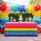 Rainbow Table Skirt Tutu Unicorn Tablecloth for Rectangular Table Birthday Unicorn Party Christmas Decoration 9ft - Image 2
