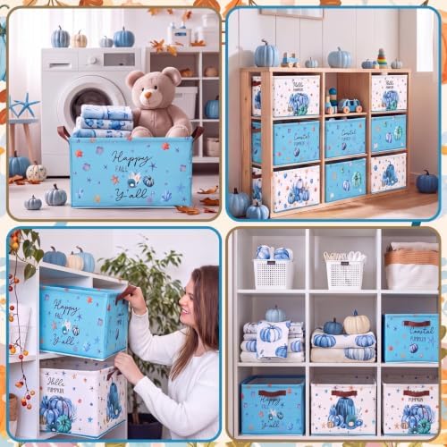 CHENGU 6 Pack Fall Storage Bins Collapsible Coastal Autumn Pumpkin Baskets - Image 3