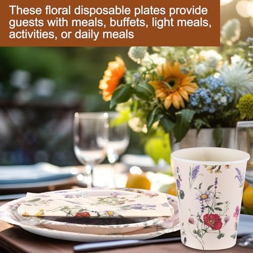 Wildflower Party Decorations, Paper Plates Napkins Cups Serve 50, Rustic - Image 6