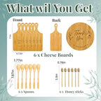 Baby Shower Prizes for Game Winners Bamboo Cheese Board Spoon Towel Thank You Card and Gift Bags for Baby Shower Wedding Bridal Shower Favors, 6 Sets - Image 2