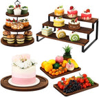 Teenyyou 5 Pcs Wood Dessert Table Display Set Cupcake Stand, Dark Color by Teenyyou