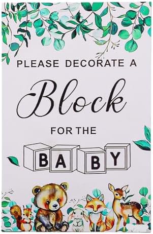 Buachois Baby Shower Block Game Set 48 Wooden Blocks Markers - Image 6