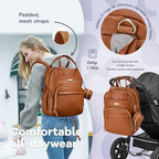 RUVALINO Diaper Bag Backpack, Multifunction Travel Pack Maternity Baby Changing Bags, Large Capacity, Waterproof, Brown - Image 6