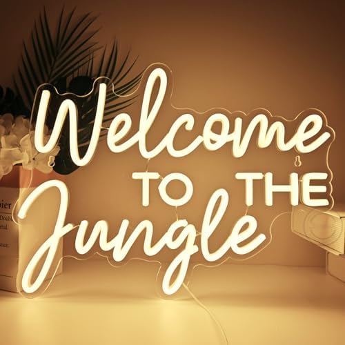 Britrio Welcome to the Jungle Neon Sign Safari Jungle Themed Birthday Party by Britrio