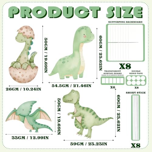4 Pcs Large Dinosaur Cutouts Cardboard Baby Shower Decor - Image 3