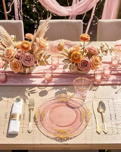 Hioasis 350 Pcs Burgundy Gold Plates for Party - Image 2
