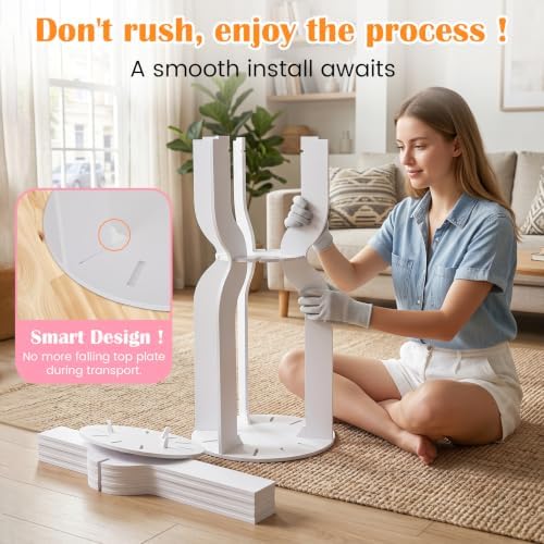 Hourglass-Shaped Cake Stand with Cylinder Pedestal, Large White Round Plinth for Weddings, Birthdays, Baby Showers & Party Decor - Image 5