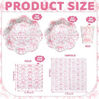 Newtay 250 Pcs Pink Bow Disposable Paper Plate Napkins - Image 2