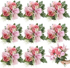 Zeyune 8 Pcs 13.4 Inch Artificial Flowers Bouquet,Rose,Bean Paste Pink by Zeyune