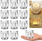 GOLDEAL 24Pcs Votive Candle Holders,Clear Thick Glass Tea Light Candle Holder Bulk,Tealight Candle Jars for Wedding Table Decor,Party Supplies,Bridal Shower,Baby Shower,Tables Centerpieces by GOLDEAL