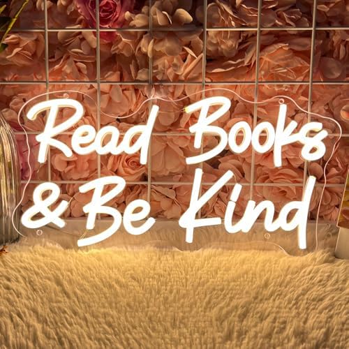 Read Books And Be Kind Neon Sign for Wall Decor, Dimmable Neon Light Signs for Bedroom LED Signs for Classroom Bookstore Library Study Reading Study Room Decoration by Letourlivesbefullofloveandcolor