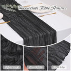 12 Pack Black Cheesecloth Table Runners 21x120 Inch Boho Gauze Table Runner 10FT Long Rustic Sheer Black Table Runner for Baby Shower,Wedding,Party,Birthday,Home Table Decor - Image 5