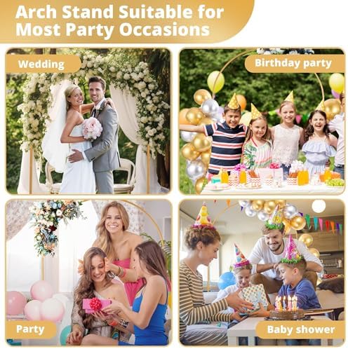 7.2 ft Gold Metal Balloon Arch Stand for Wedding, Birthday & Baby Shower - Image 6