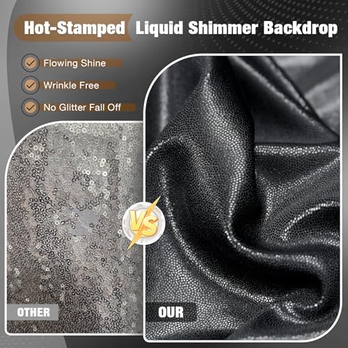 20x10FT Black Sequin Backdrop Curtain for Party - 4 Panels 5x10FT Wrinkle-Free Shimmer Drapes for Birthday, Wedding, Christmas, Decorations & Photography - Image 2