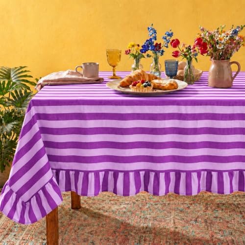 Tudomro Striped Tablecloth, Rectangle, Purple Series, 84'' X 60'' by Tudomro