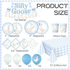 VioraWhite 183 Pcs Silly Goose Birthday Party Set Classical Blue - Image 2