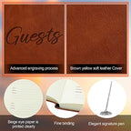 Geyee Leather Guest Book and Pen Stand Set, 10.5" x 8", Brown - Image 5