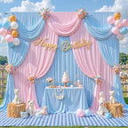 10x8ft Blue Pink Photo Backdrop Curtains for Gender Reveal Wrinkle Free Polyester Photoshoot Curtains Drapes Backdrop for Baby Shower Boy or Girl Birthday Party Photography Background 2 Panels 5x8FT - Image 4