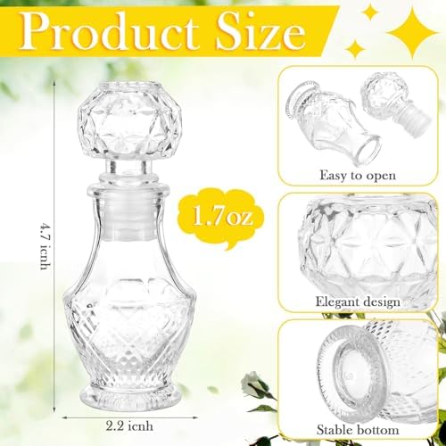 Chuangdi 24 Pcs Mini Glass Wine Bottles 1.7oz Tequila Bottle, Diamond Style - Image 2